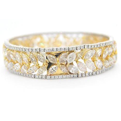 Women Natural Diamond Bracelet 40.50 Carats Two Tone Gold 14K 
