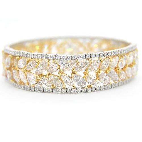 Women Natural Diamond Bracelet 40.50 Carats Two Tone Gold Jewelry