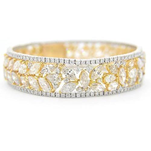 Women Natural Diamond Bracelet 40.50 Carats Two Tone Gold 14K Prong Jewelry