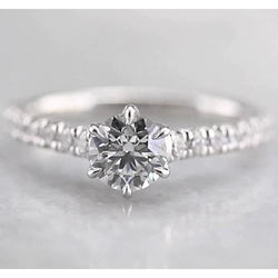 Women Natural Diamond Engagement Ring 1.50 Carats White Gold 14K