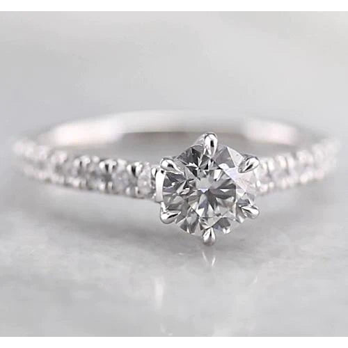 Women Natural Diamond Engagement Ring 1.50 Carats White Gold 14K