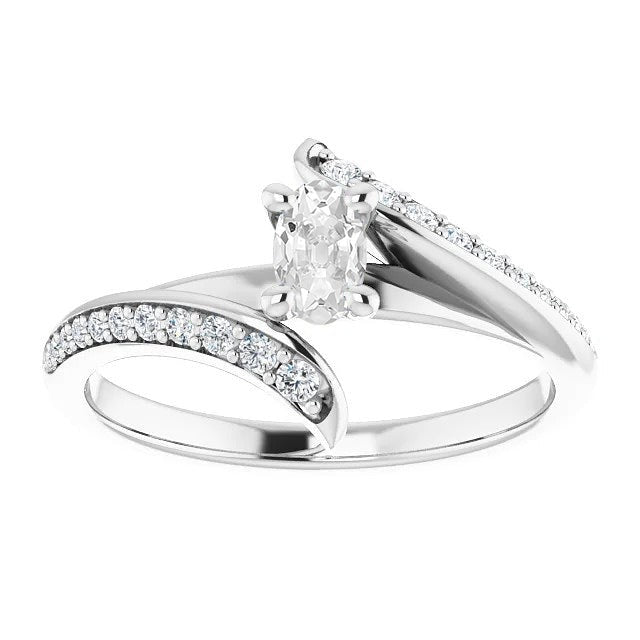 Women Natural Oval Old Cut Diamond Ring With Accents Prong Set 3.50 Carats