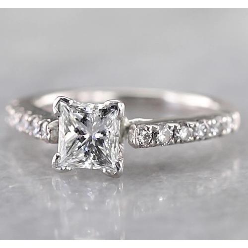 Women Princess Real Diamond Engagement Ring 1.50 Carats 14K