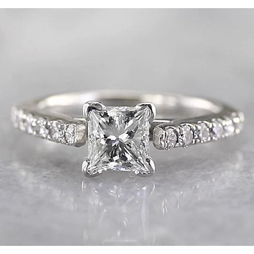 Women Princess Real Diamond Engagement Ring 1.50 Carats White Gold 14K