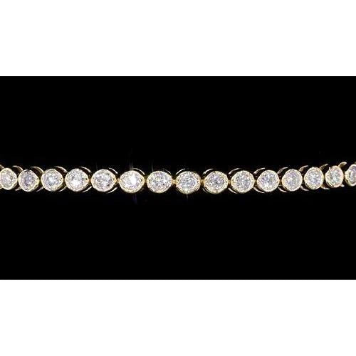 Women Real Diamond Bracelet 5 Carats Bezel Set Yellow Gold New
