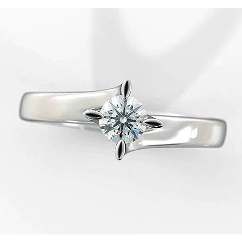Women Real Diamond Solitaire Ring 1 Carat Twisted Shank White Gold 14K
