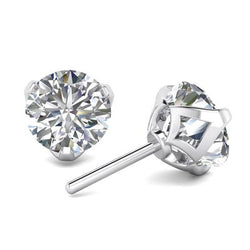 Women Real Diamond Studs Earrings 4.40 Carats Gold White 14K