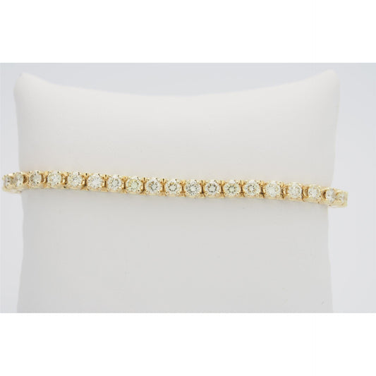 Women Real Round Diamond Tennis Bracelet Solid Yellow Gold Jewelry 5 Ct
