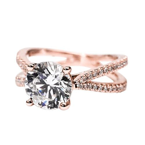 Women Round Engagement Real Diamond Ring
