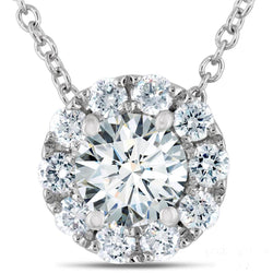 Women Round Halo Real Diamond Pendant White Gold Sparkling Jewelry 2 Ct.