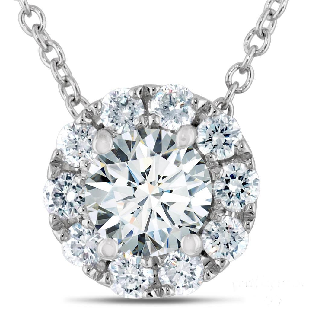Women Round Halo Real Diamond Pendant White Gold Sparkling Jewelry 2 Ct. - Pendant-harrychadent.ca
