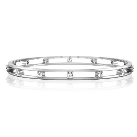 Women Round Real Diamond Bangle 2.80 Carats White Gold 14K