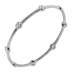 Women Round Real Diamond Bangle 2 Carats White Gold