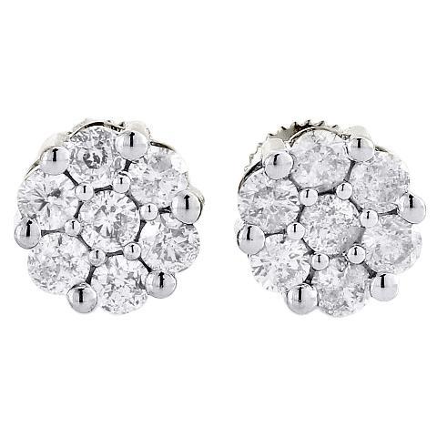 Women Round Real Diamond Stud Halo Earring 3.5 Carats White Gold Jewelry