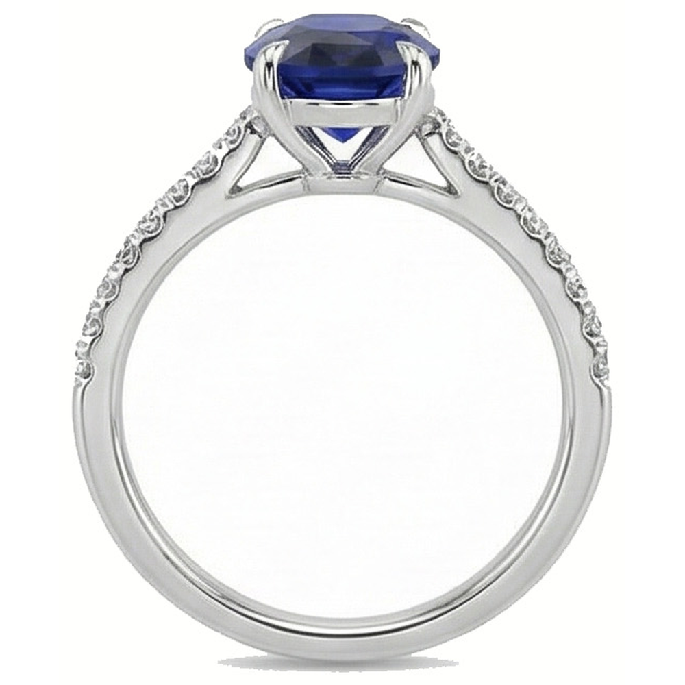 natural round sapphire 3.50ct ring with diamond accents