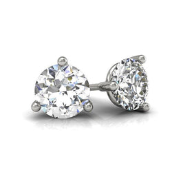 Women Stud Earring 2 Ct. 3 Prong Setting Round Real Natural Earth Mined Diamond Solitaire WG