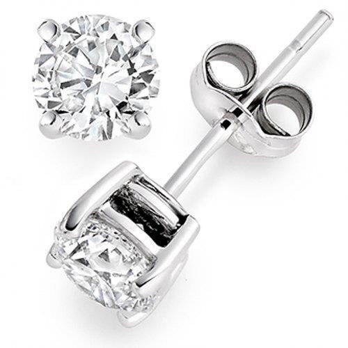 Women Stud Earrings 2.50 Ct Round Brilliant Cut Genuine Diamonds White Gold