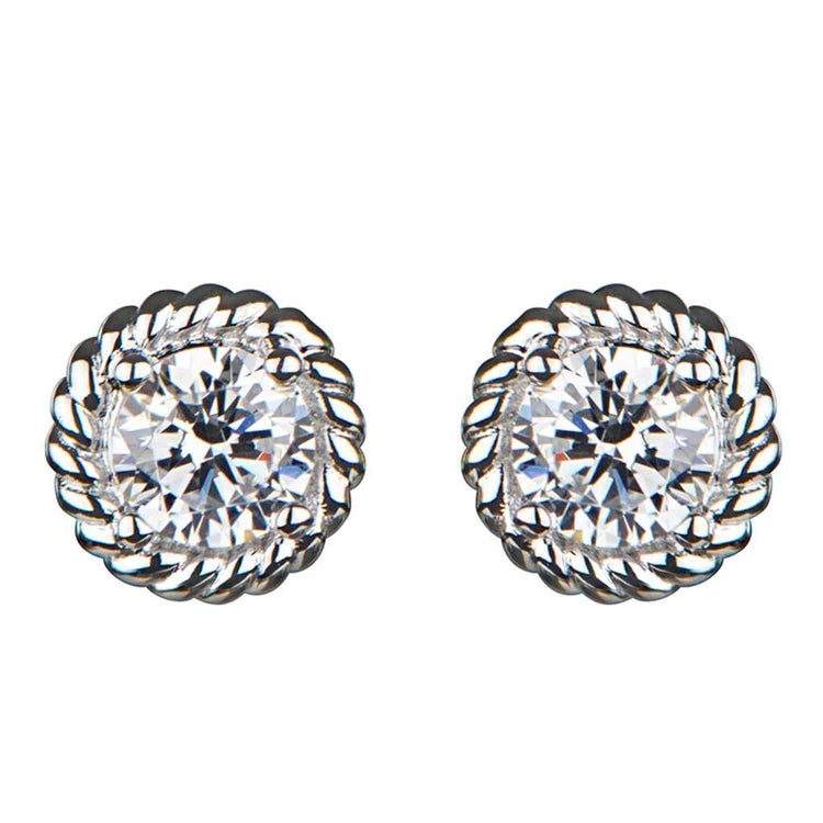 Women Studs Earrings 3 Ct Round Brilliant Cut Real Diamonds White Gold 14K