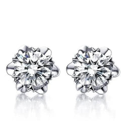 Women Studs Earrings 4.00 Carats Natural Diamonds White Gold 14K