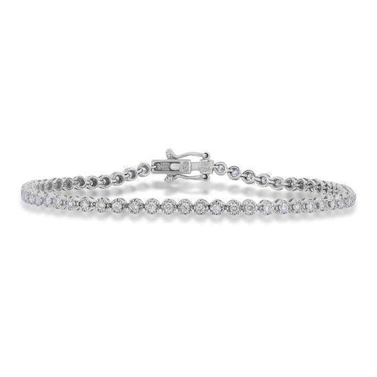 Women Tennis Bracelet Sparkling Real Diamond White Gold 14K 5.40 Carats - Tennis Bracelet-harrychadent.ca