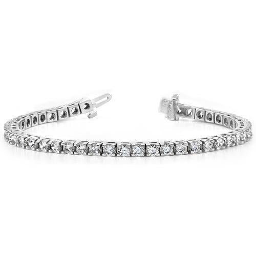 Women White Gold 14K Real Round Diamond Fine Tennis Bracelet Jewelry 6 Ct.