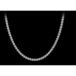 Women 14K White Gold Lab Grown Tennis Necklace 22 Inch Chain