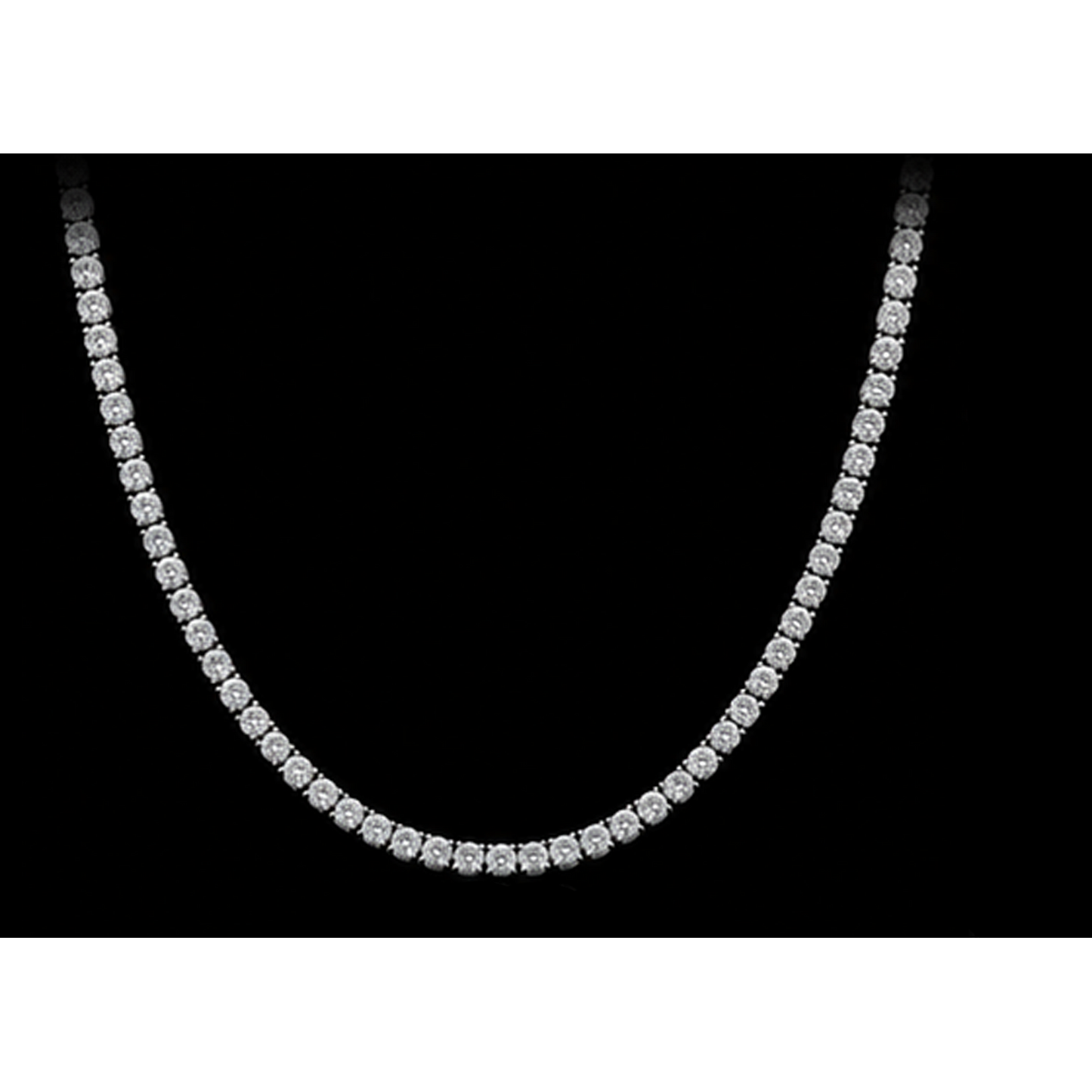 Women 14K White Gold Lab Grown Tennis Necklace 22 Inch Chain