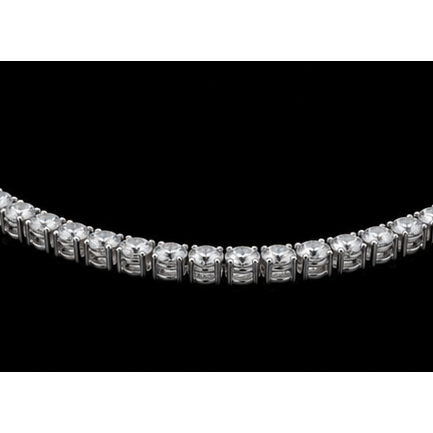 Women 14K White Gold Lab Grown Tennis Necklace 22 Inch Chain