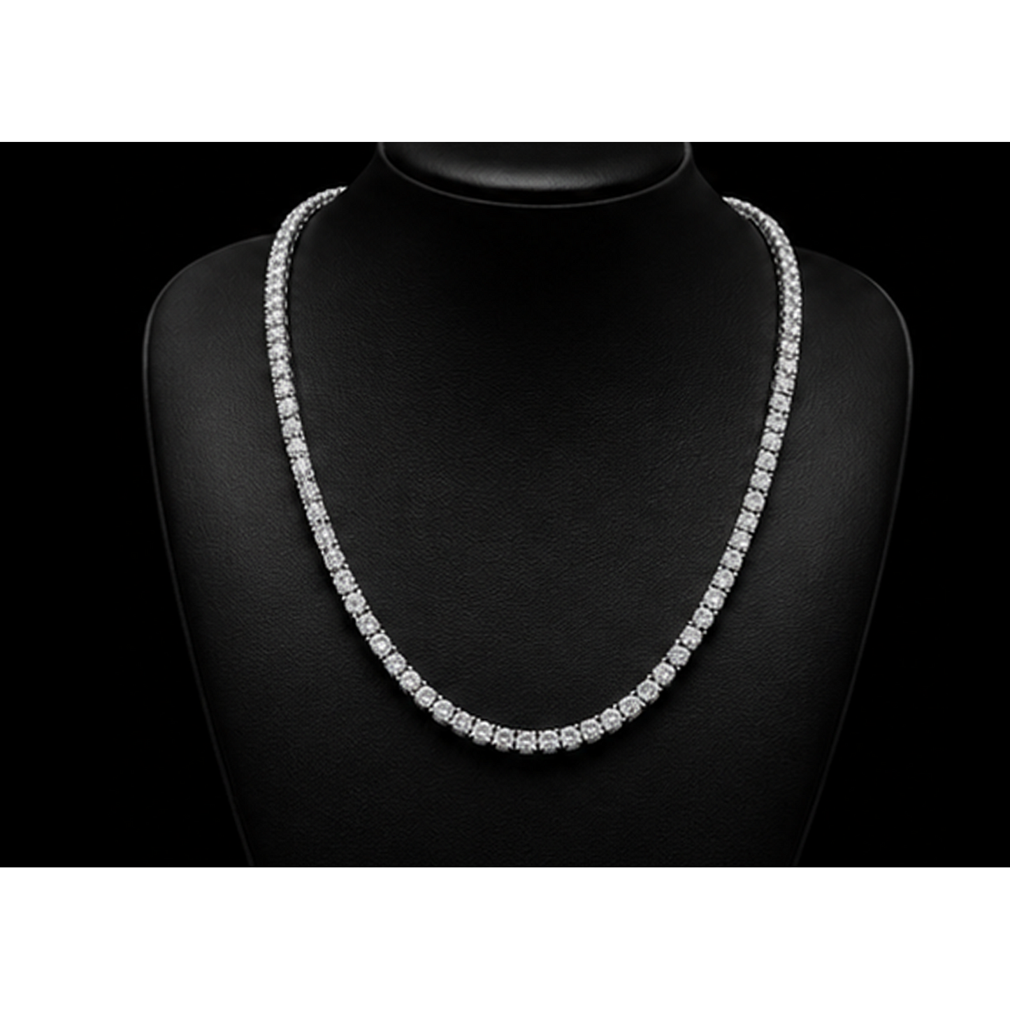 Women 14K White Gold Lab Grown Tennis Necklace 22 Inch Chain