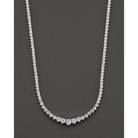 Women 25 Ct Real Round Brilliant Cut Diamonds Necklace White Gold 14K