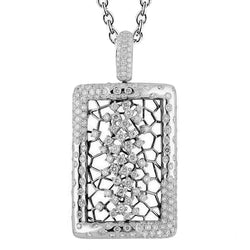 Women Natural Earth Mined Diamond Pendant 4.09 Carats White Gold 14K