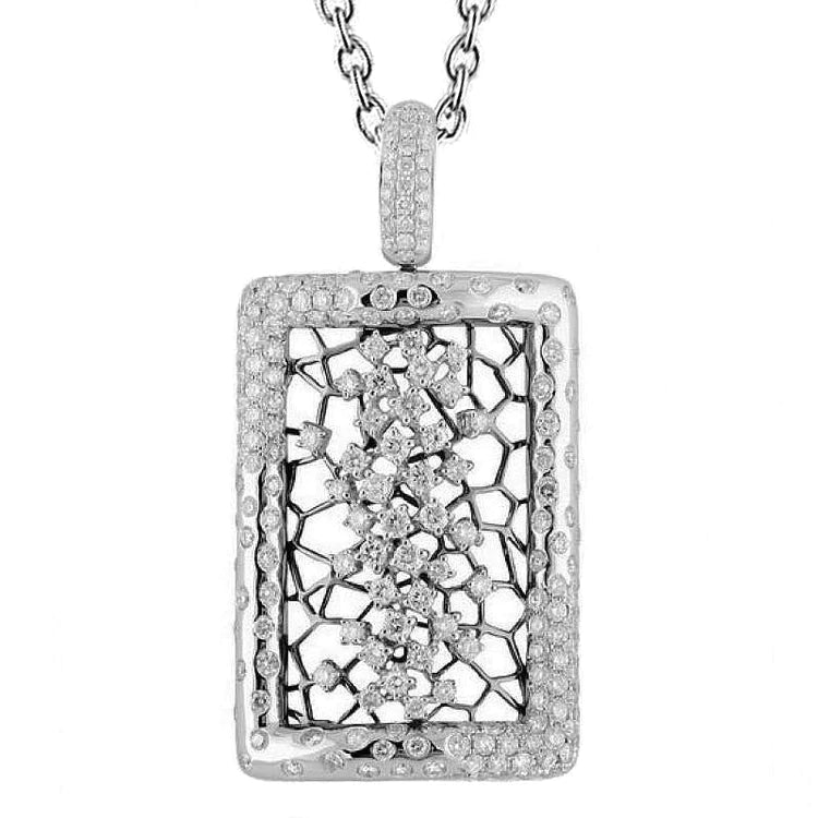 Women Natural Diamond Pendant 4.09 Carats White Gold 14K