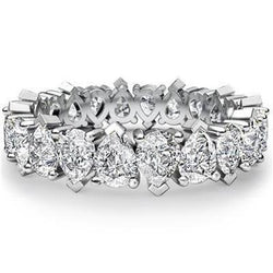 Women Pear Cut Lab Grown Diamond Eternity Band 9.50 Carats White Gold 14K