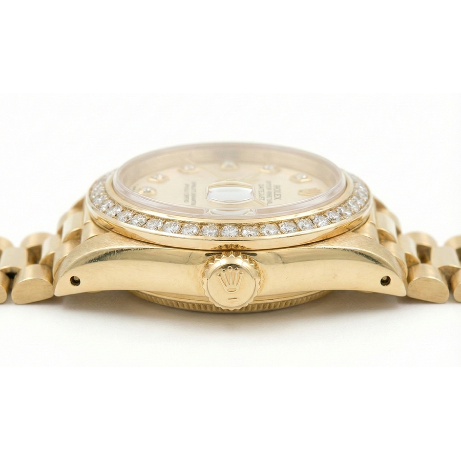 Women Rolex President Datejust Diamond Dial Bezel Watch