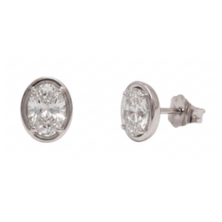 Women Stud Oval Cut Lab Grown Diamonds Earring 1 Carat White Gold 14K