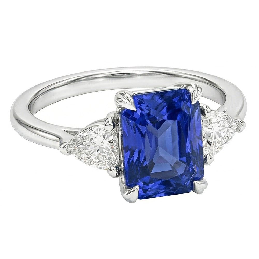 natural radiant sapphire 2.25ct ring side angle