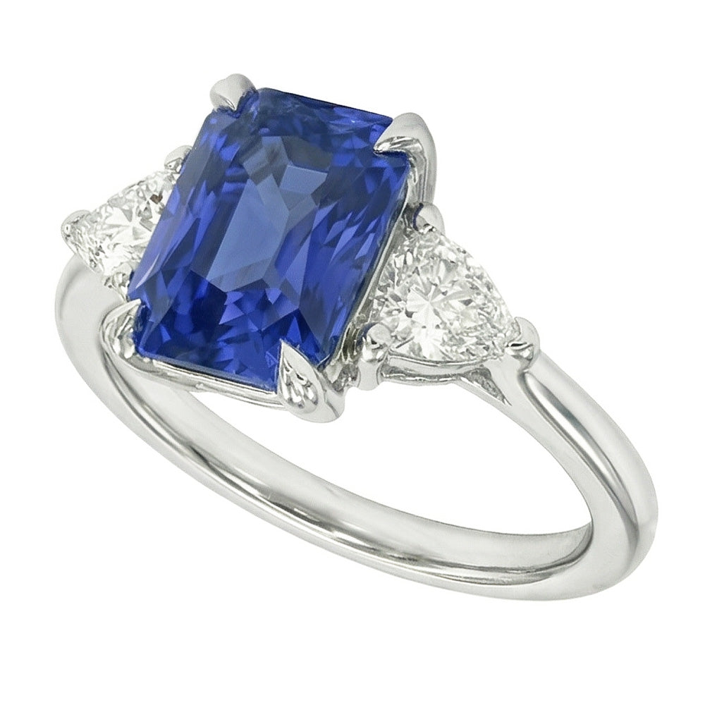natural radiant sapphire 2.25ct ring top view