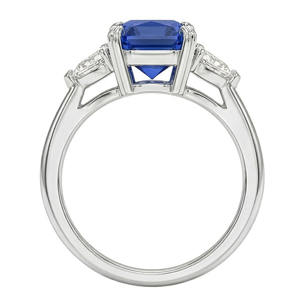 natural radiant sapphire 2.25ct ring on white background