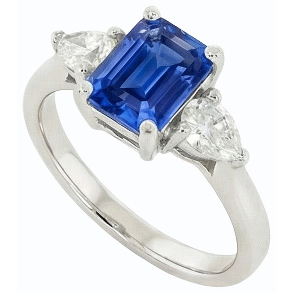 natural emerald sapphire 2ct ring side angle