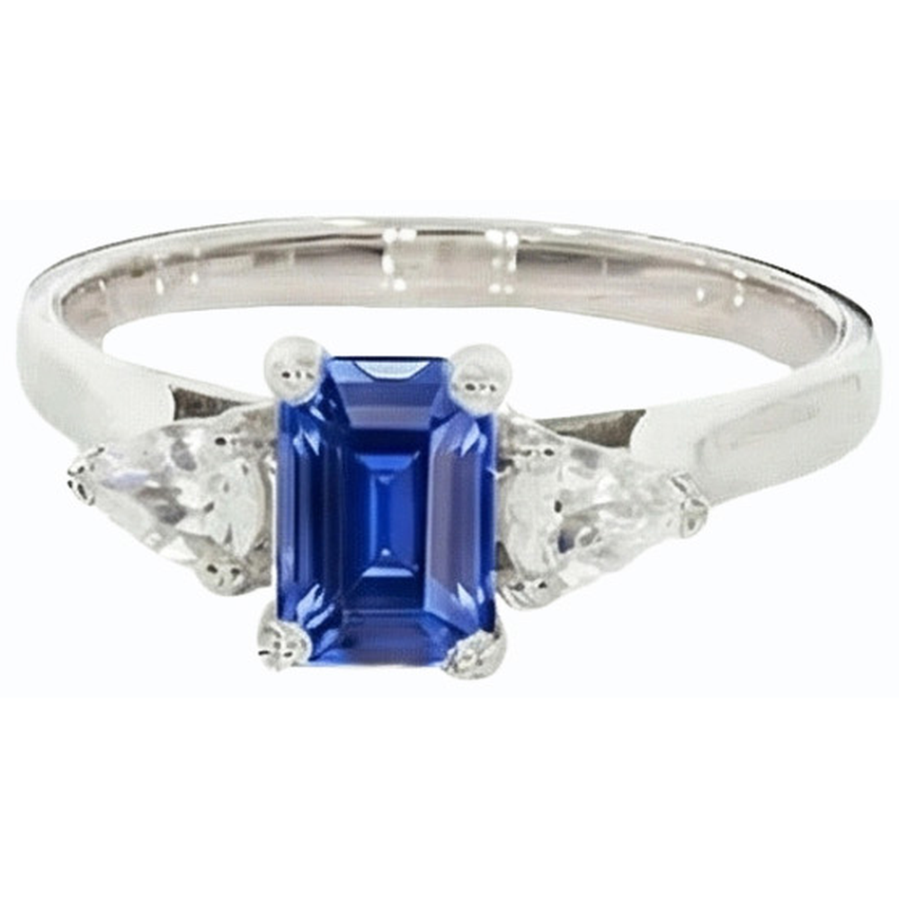 natural emerald sapphire 2ct ring profile view