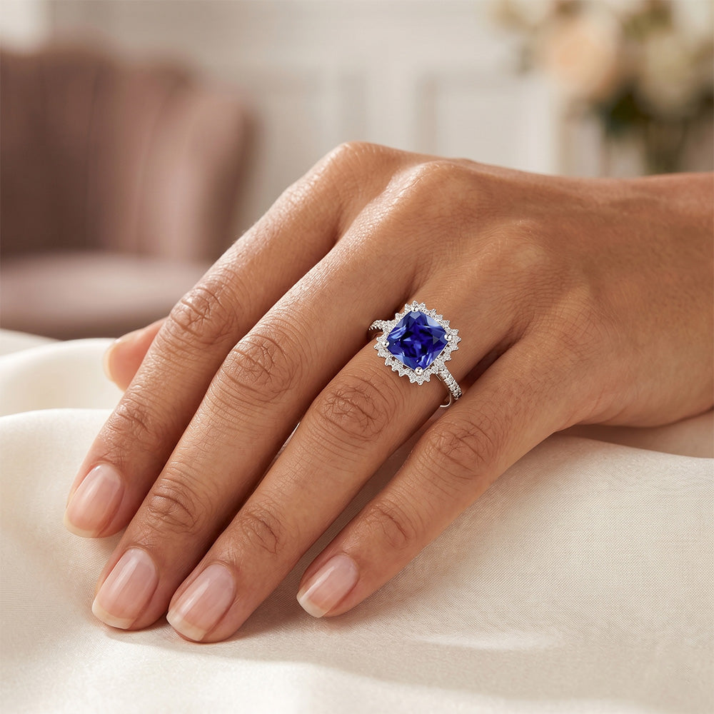 Women's Ceylon Sapphire Halo Ring