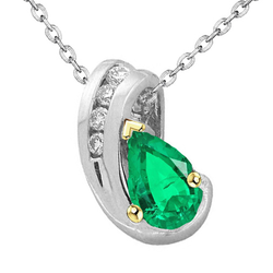 Luxury Emerald Gemstone Pendant – 2 ct 14K Two Tone Gold