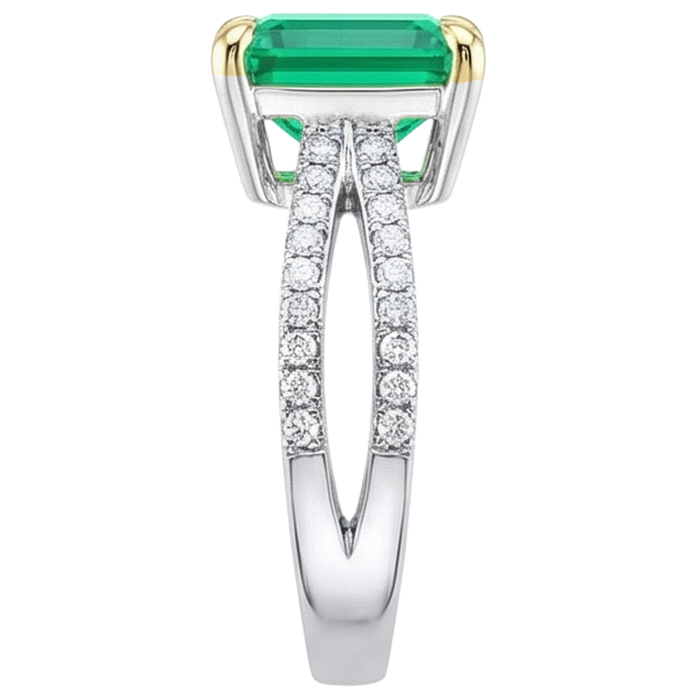 Handcrafted Fine Emerald Gemstone Ring 2 ct – profile view
