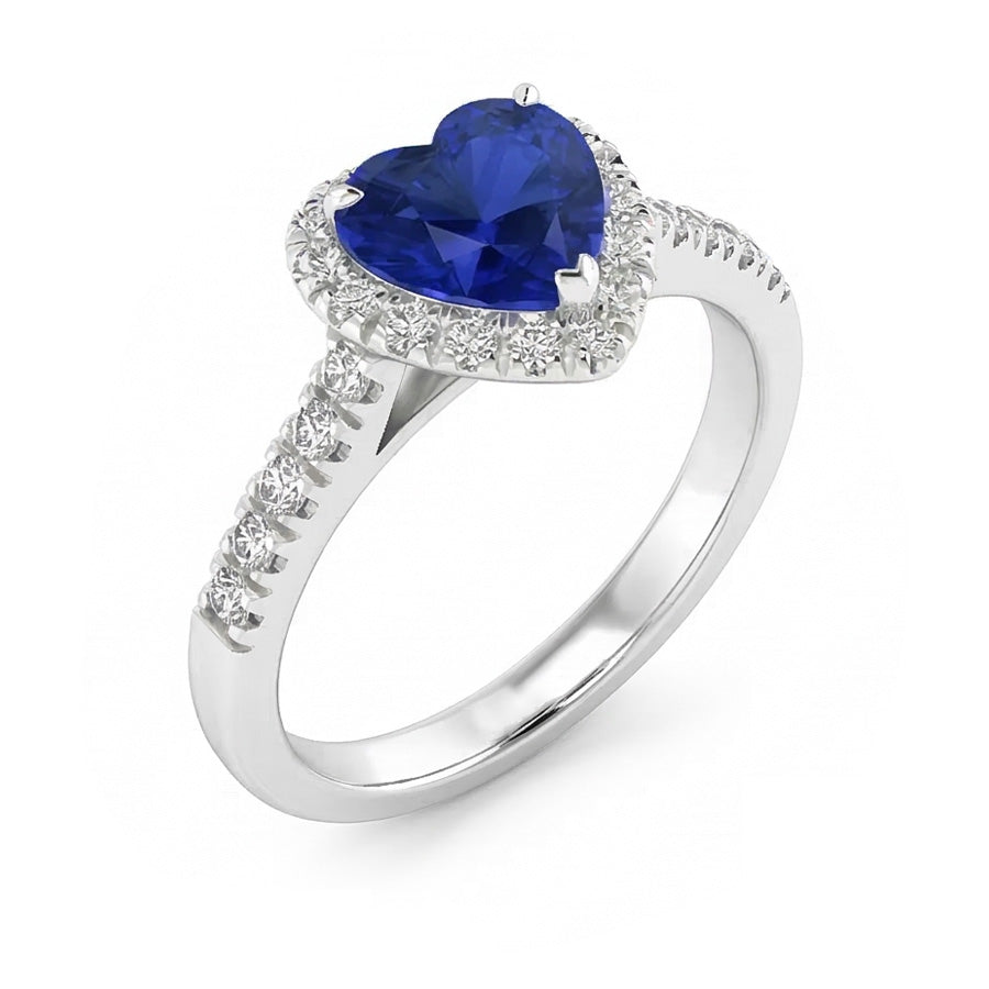 natural round sapphire 3.50ct ring profile view