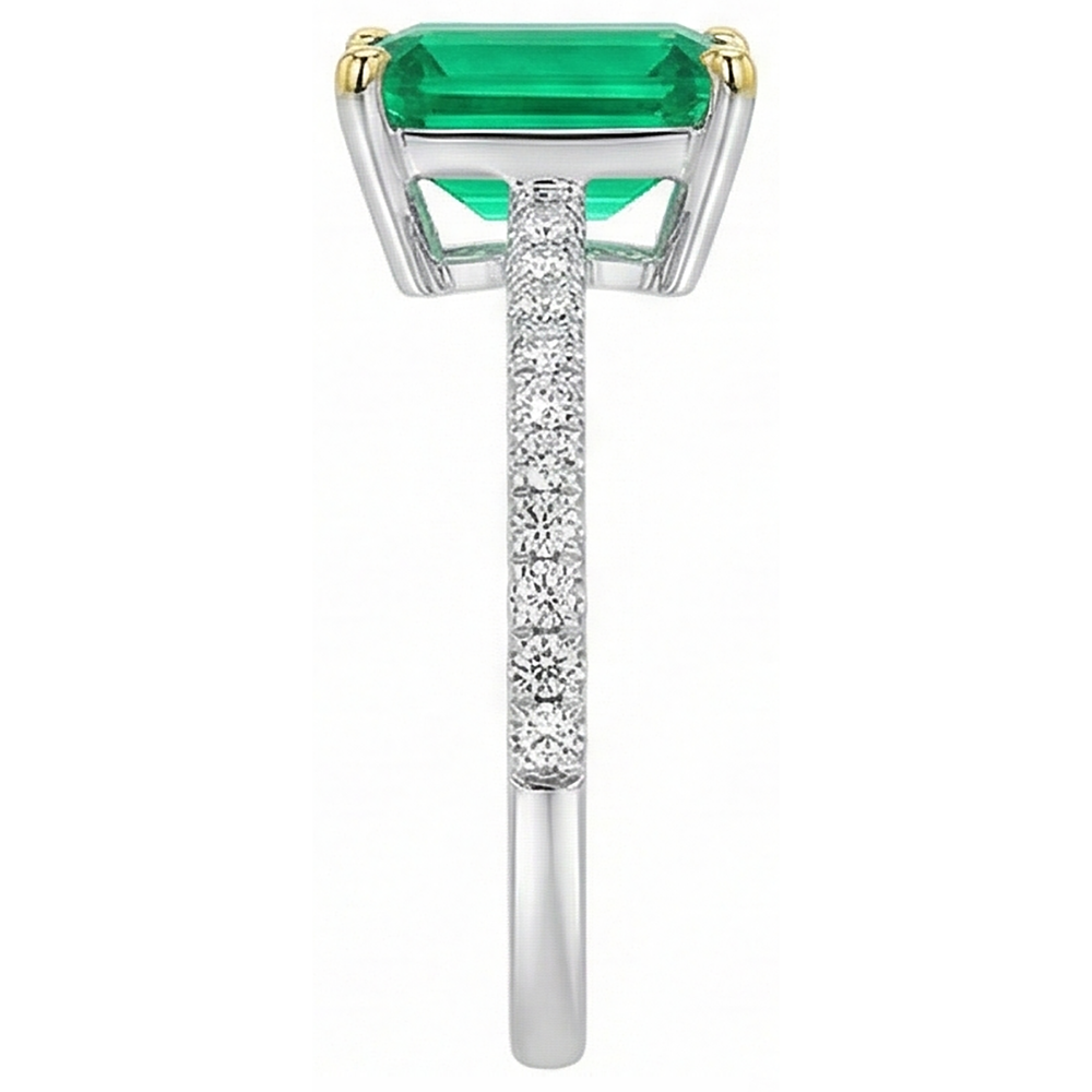 Handmade Emerald Precious Stone Ring 2 ct – profile view