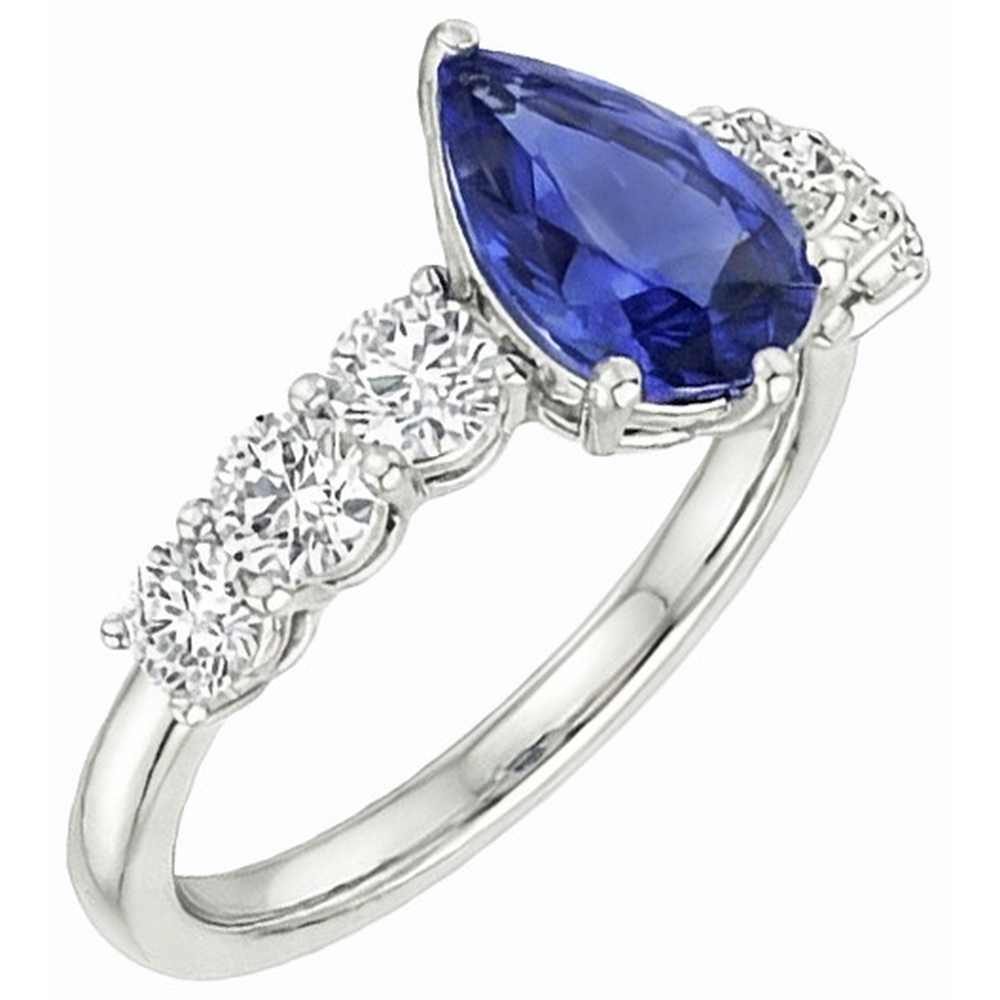 natural round sapphire 4ct ring side angle