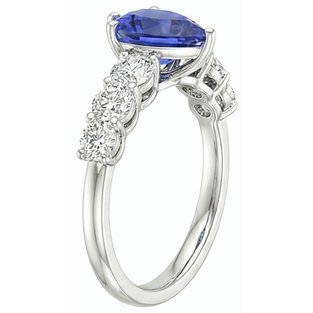 natural round sapphire 4ct ring profile view