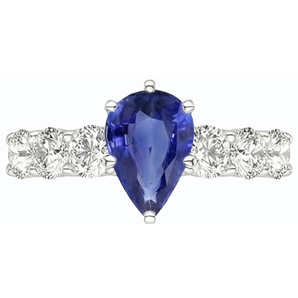 natural round sapphire 4ct ring on white background