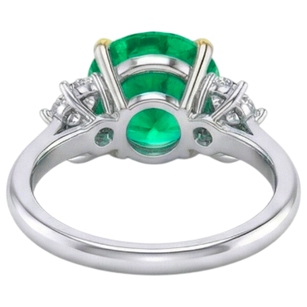 Natural Colombian Emerald Gemstone Ring – back view