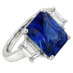 Women's Gold Gemstone Ring Emerald Natural Earth Mined Diamond ( Not Lab Grown ) Ceylon Sapphire 3.50 Carats